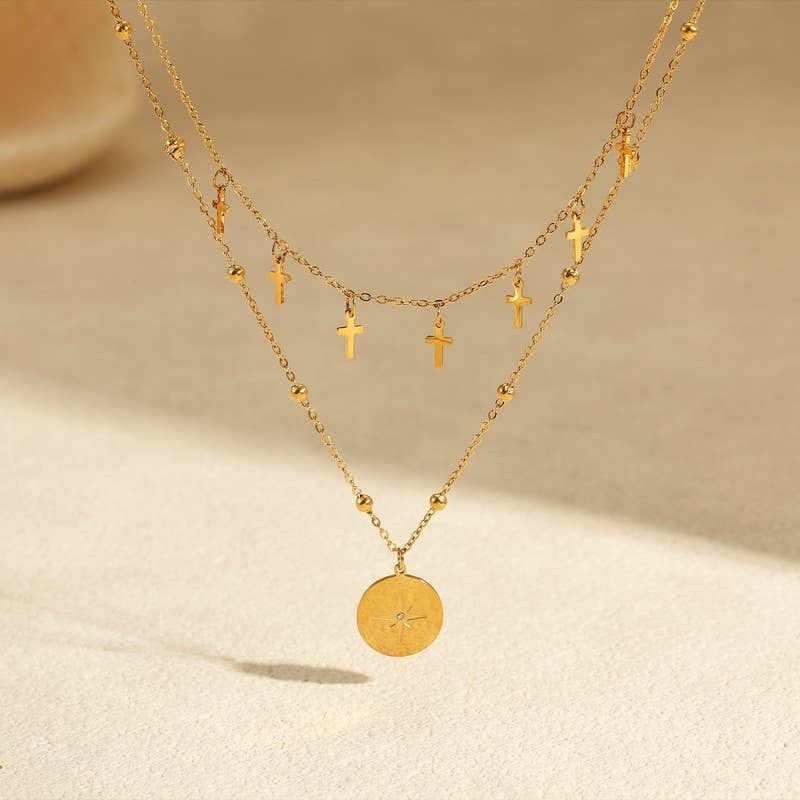 JOSSLYN by wall to wall - 18K STAINLESS STEEL TARNISH FREE CROSS NECKLACE | 40NK9565