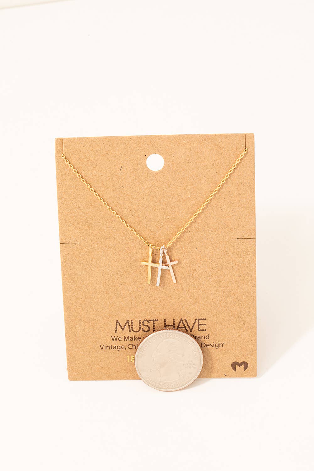 Fame Accessories - Triple Cross Pendant Necklace