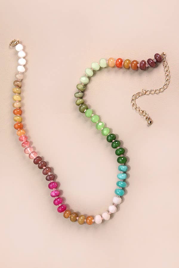JOSSLYN by Wall to Wall - NATURAL AGATE GLASS SEMI PRECIOUS BEAD NECKLACE | 80N896