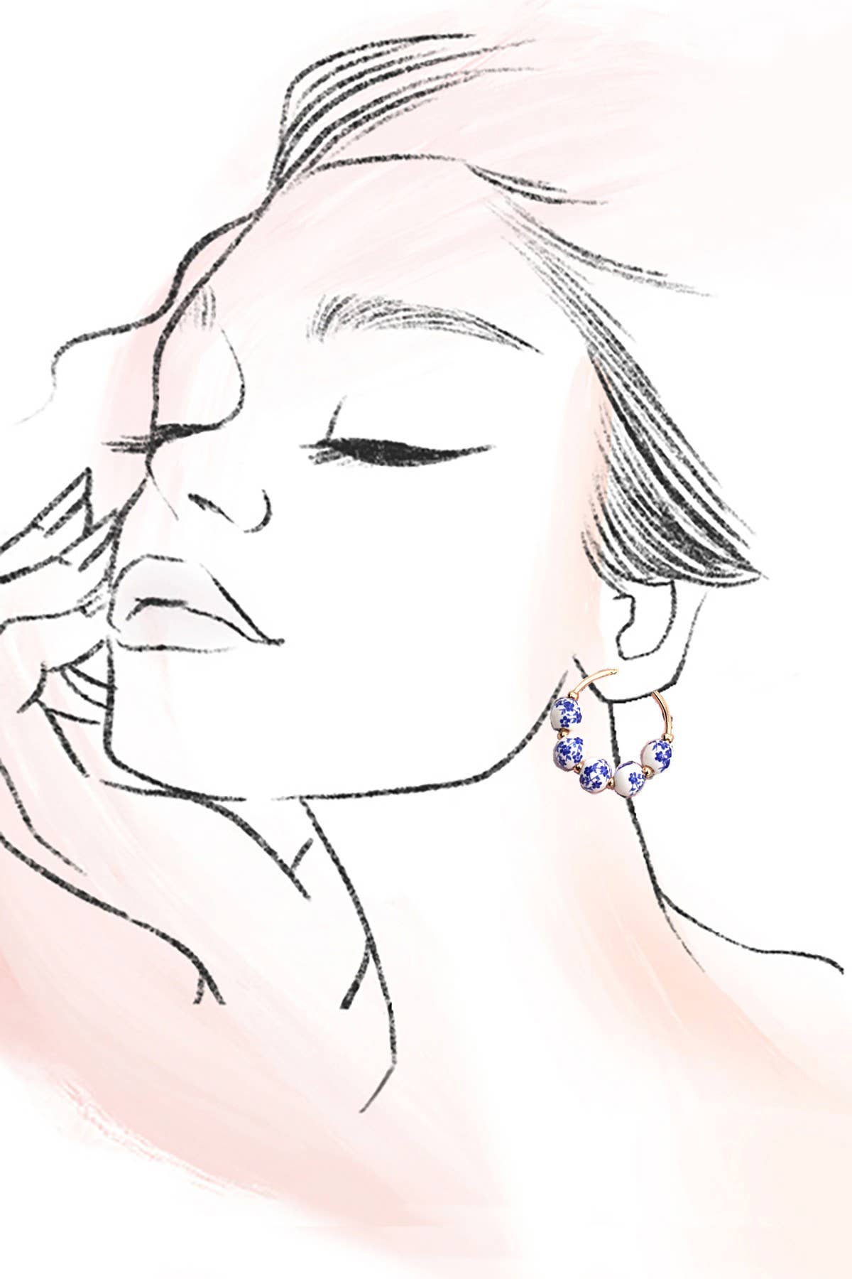 JOSSLYN by wall to wall - BLUE CERAMIC PORCELAIN HOOP EARRINGS | 80E6515