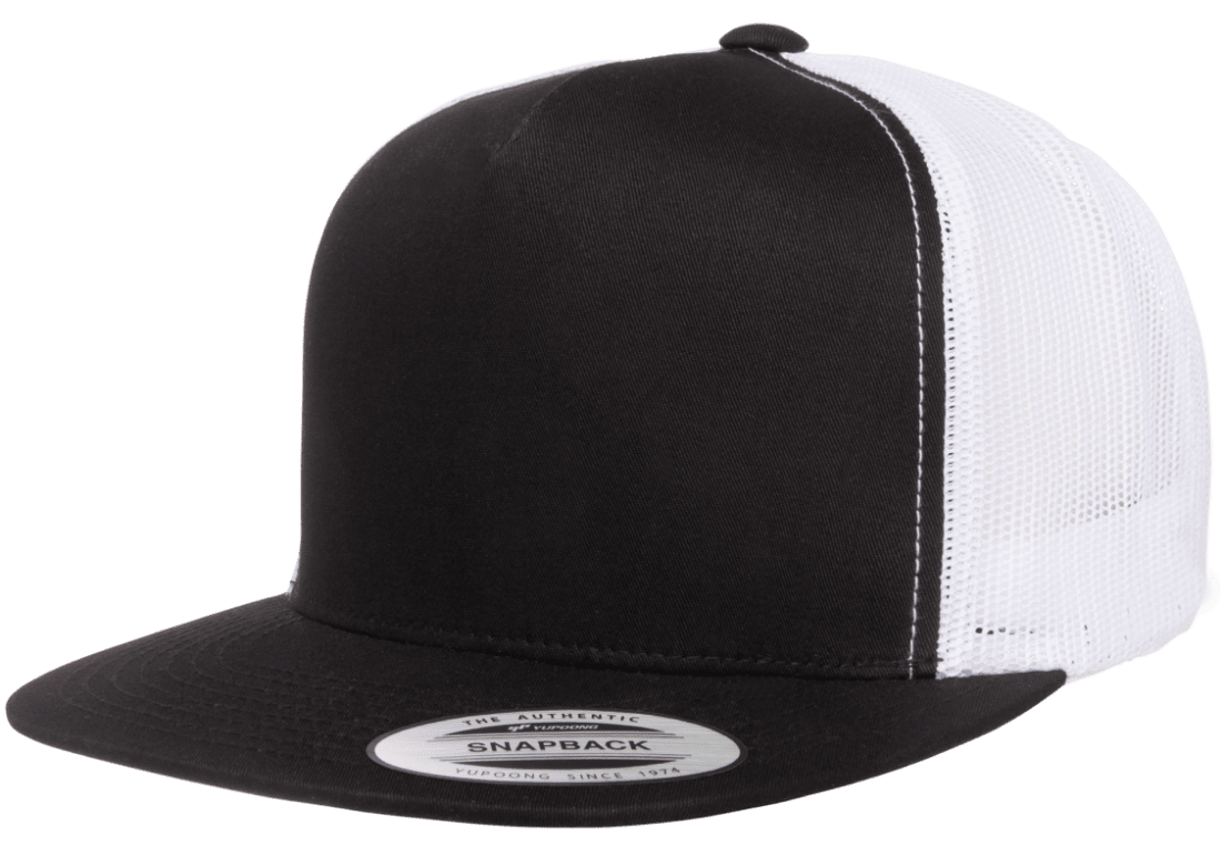 The Park Wholesale - Yupoong 6006T Classic Trucker Snapback Hat, Flat Bill Cap with Mesh Back, 2-Tone Colors - YP Classics®
