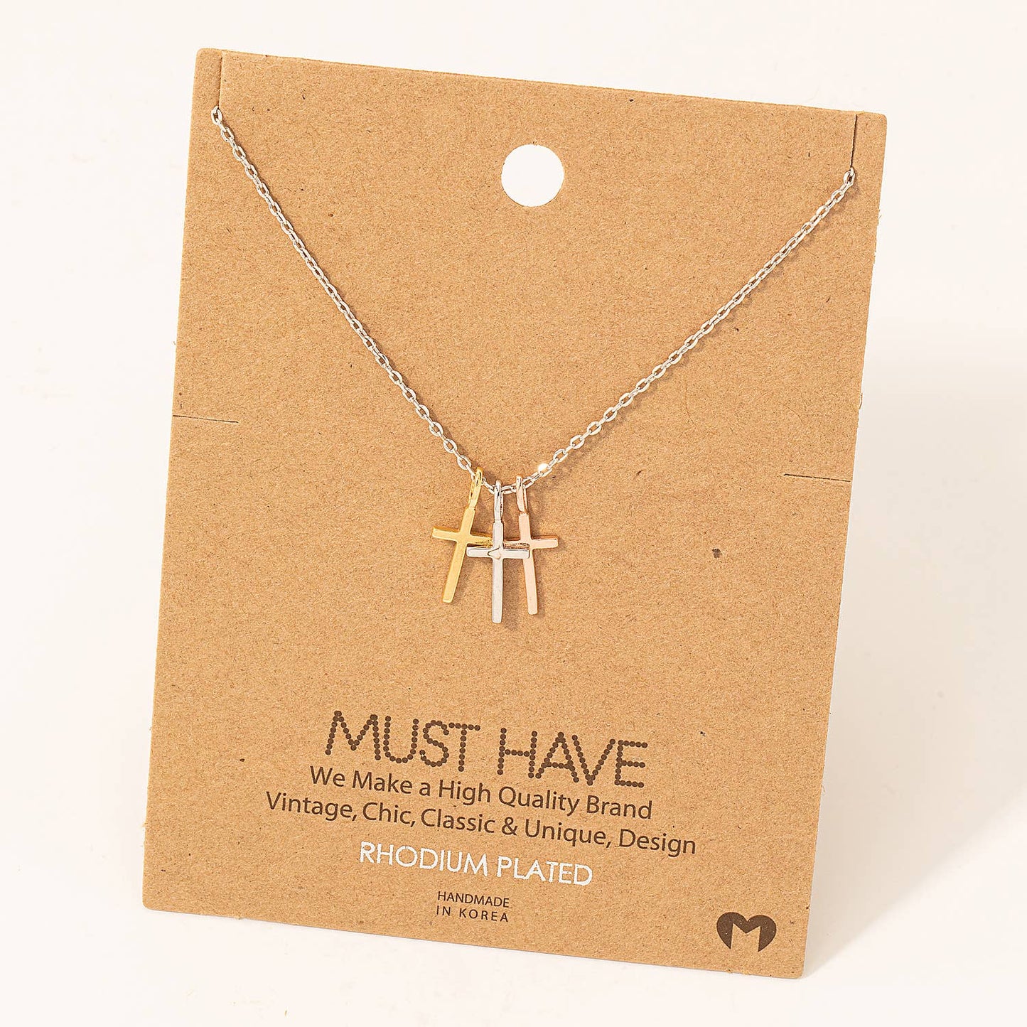 Fame Accessories - Triple Cross Pendant Necklace