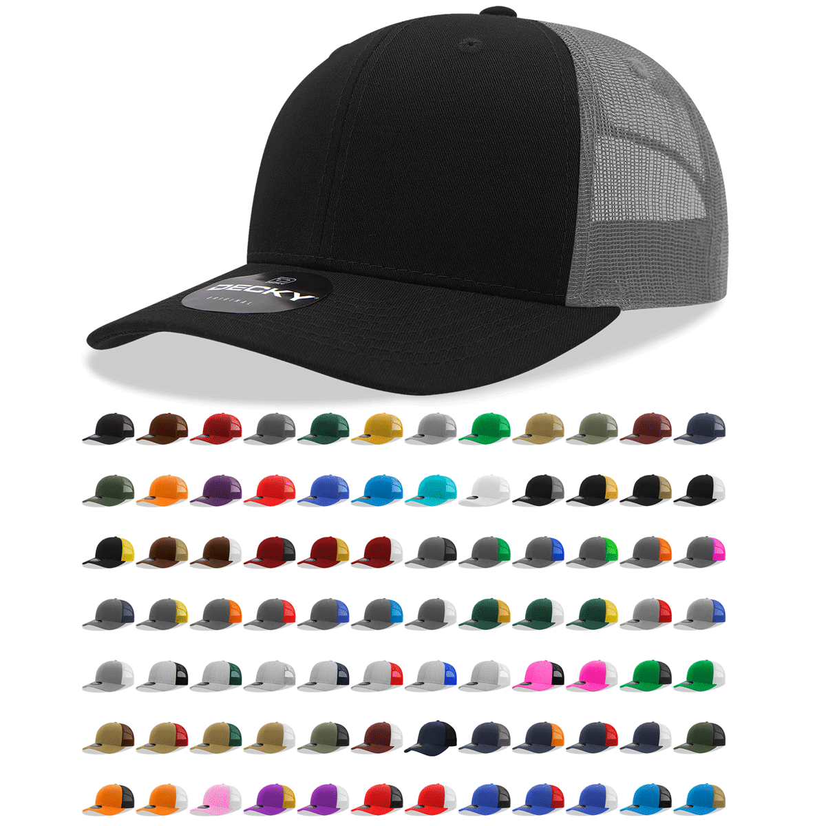 The Park Wholesale - Decky 6021 Classic Trucker Hat, Mid Pro Trucker, 6 Panel Cap