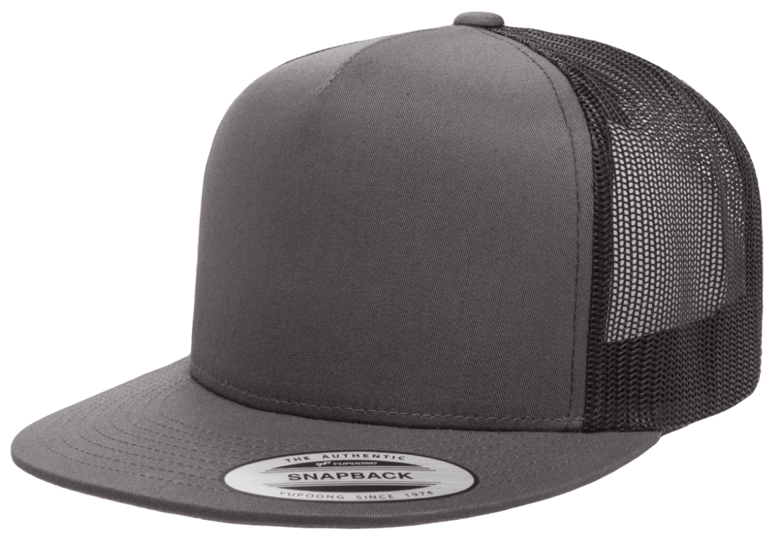 The Park Wholesale - Yupoong 6006T Classic Trucker Snapback Hat, Flat Bill Cap with Mesh Back, 2-Tone Colors - YP Classics®