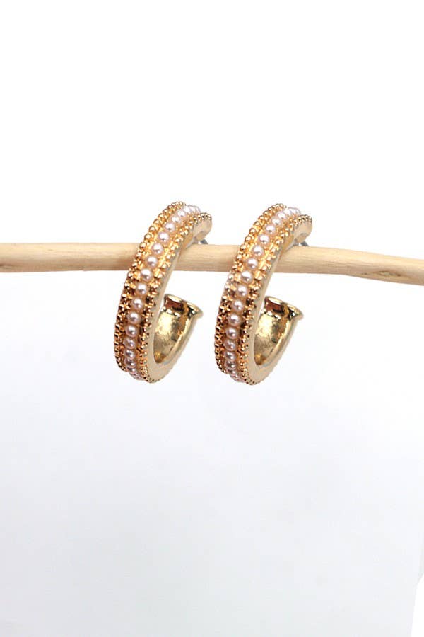 JOSSLYN by Wall to Wall - PEARL STUDDED HOOP EARRINGS | 31E24034