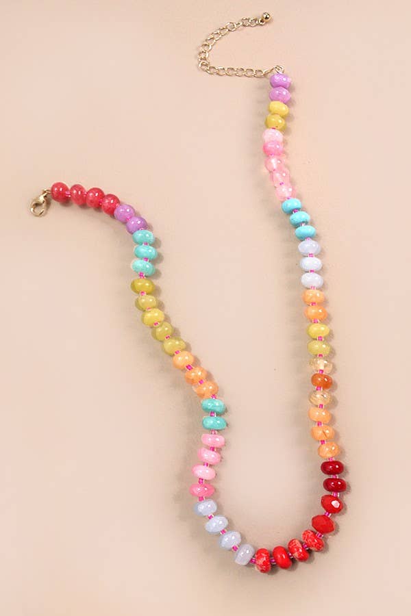 JOSSLYN by Wall to Wall - NATURAL AGATE GLASS SEMI PRECIOUS BEAD NECKLACE | 80N896
