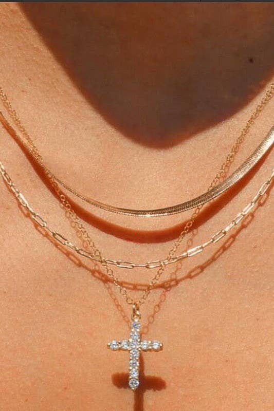 JOSSLYN by wall to wall - 18K STAINLESS STEEL TARNISH FREE LAYERED NECKLACE | 40NK9432