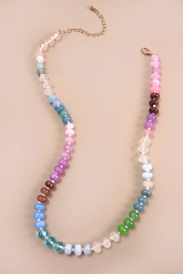 JOSSLYN by Wall to Wall - NATURAL AGATE GLASS SEMI PRECIOUS BEAD NECKLACE | 80N896