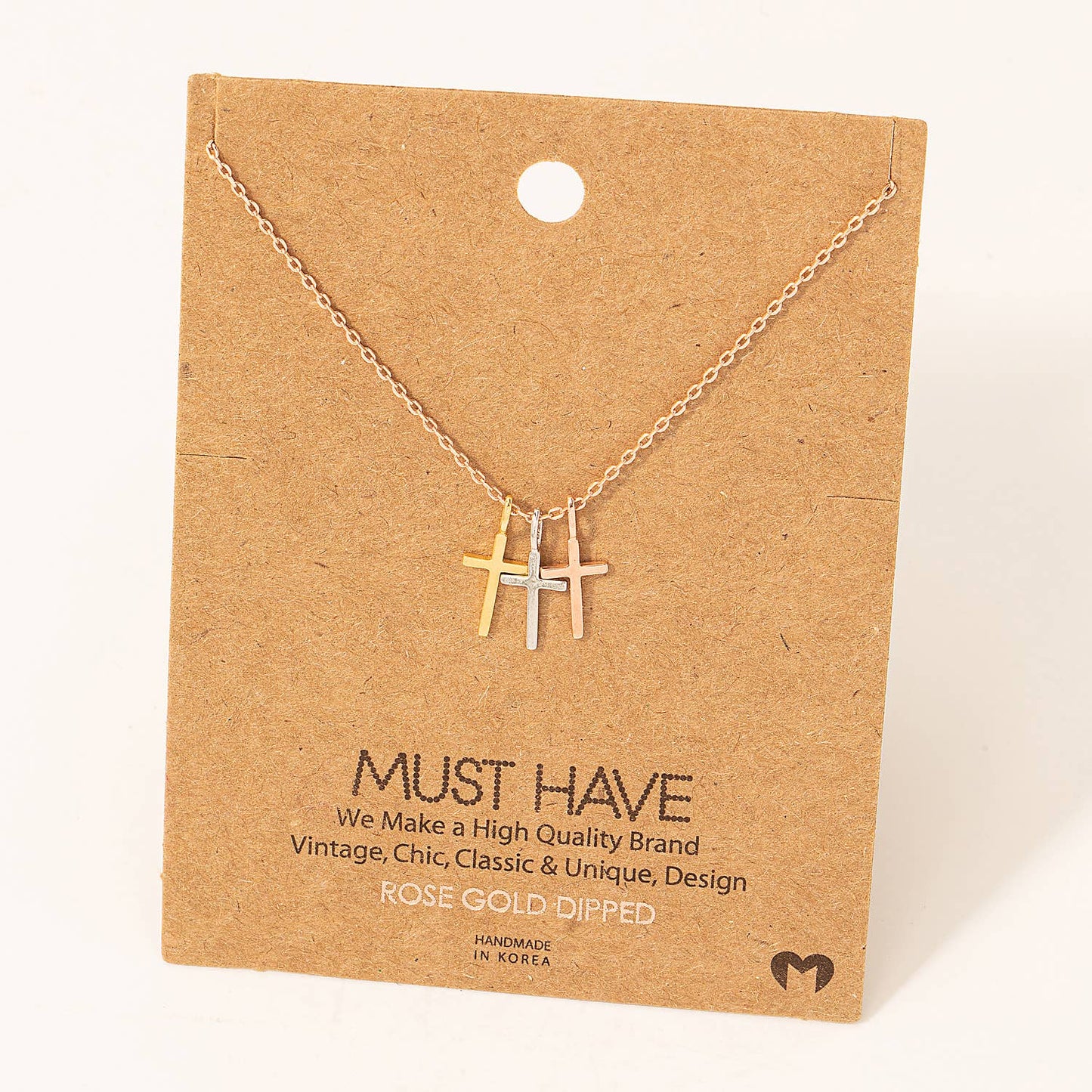 Fame Accessories - Triple Cross Pendant Necklace