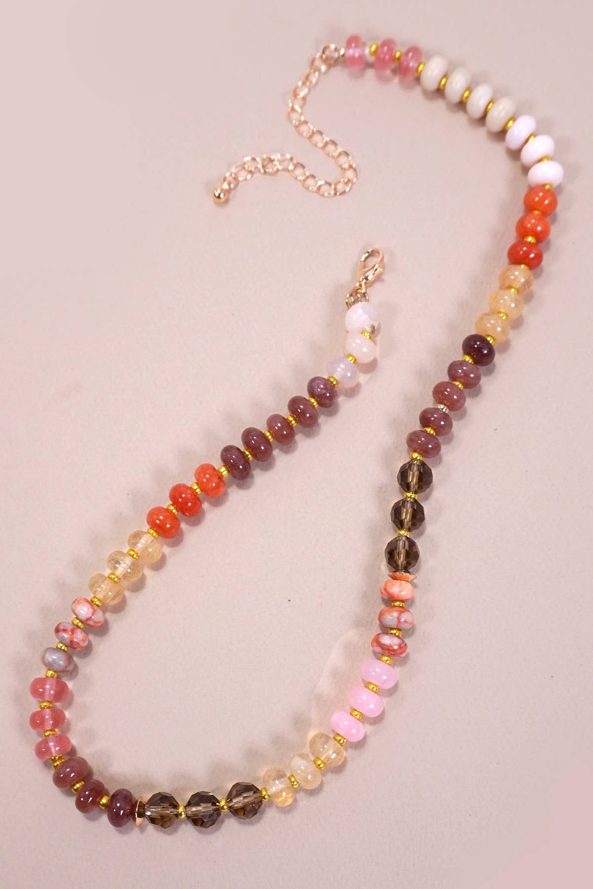 JOSSLYN by Wall to Wall - NATURAL AGATE GLASS SEMI PRECIOUS BEAD NECKLACE | 80N896