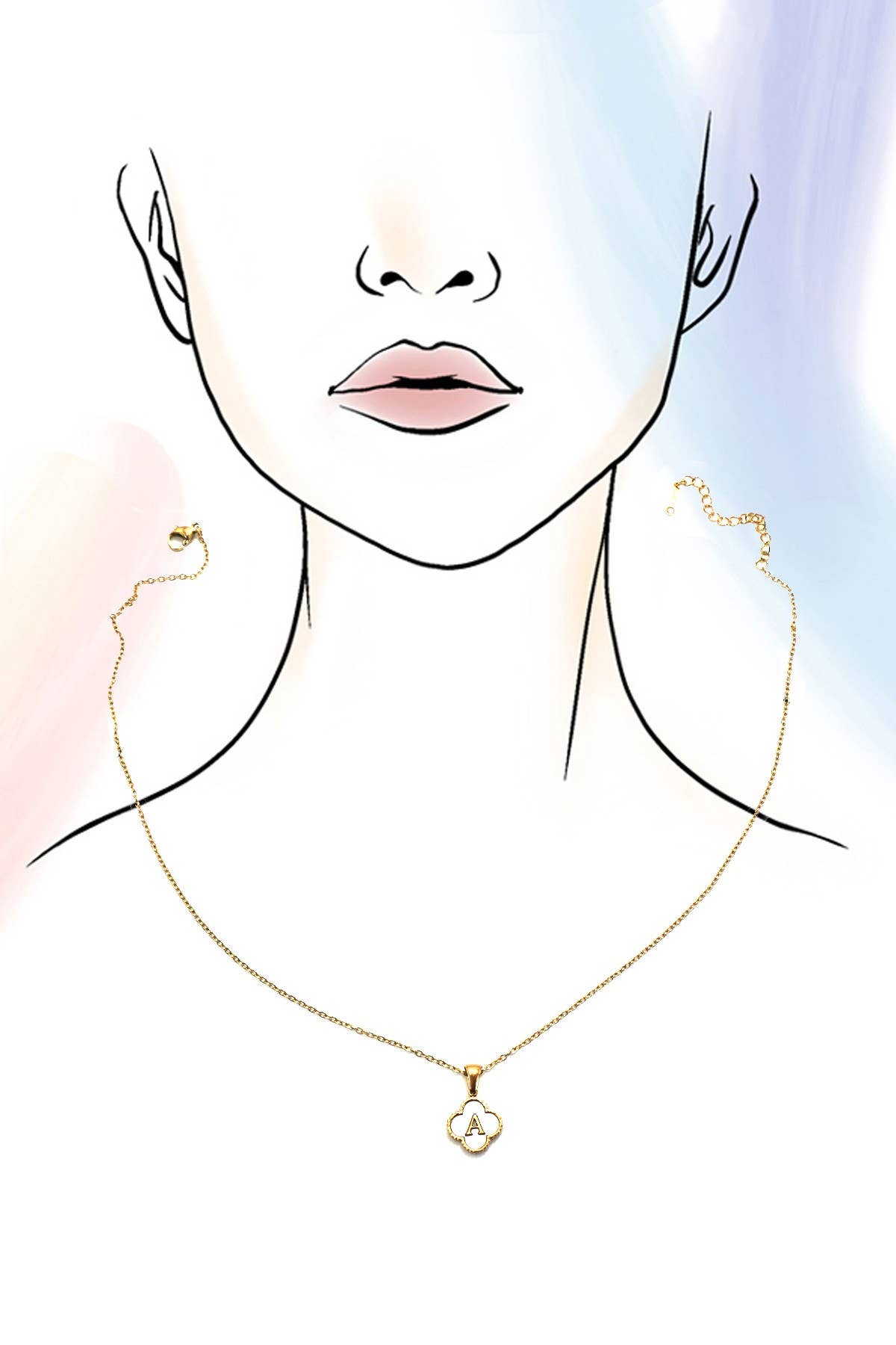 JOSSLYN by wall to wall - 18K STAINLESS STEEL MOP CLOVER INITIAL NECKLACE | 40NK9487