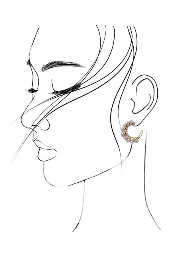 JOSSLYN by wall to wall - DOUBLE ROW PEARL HOOP EARRINGS | 80E2027