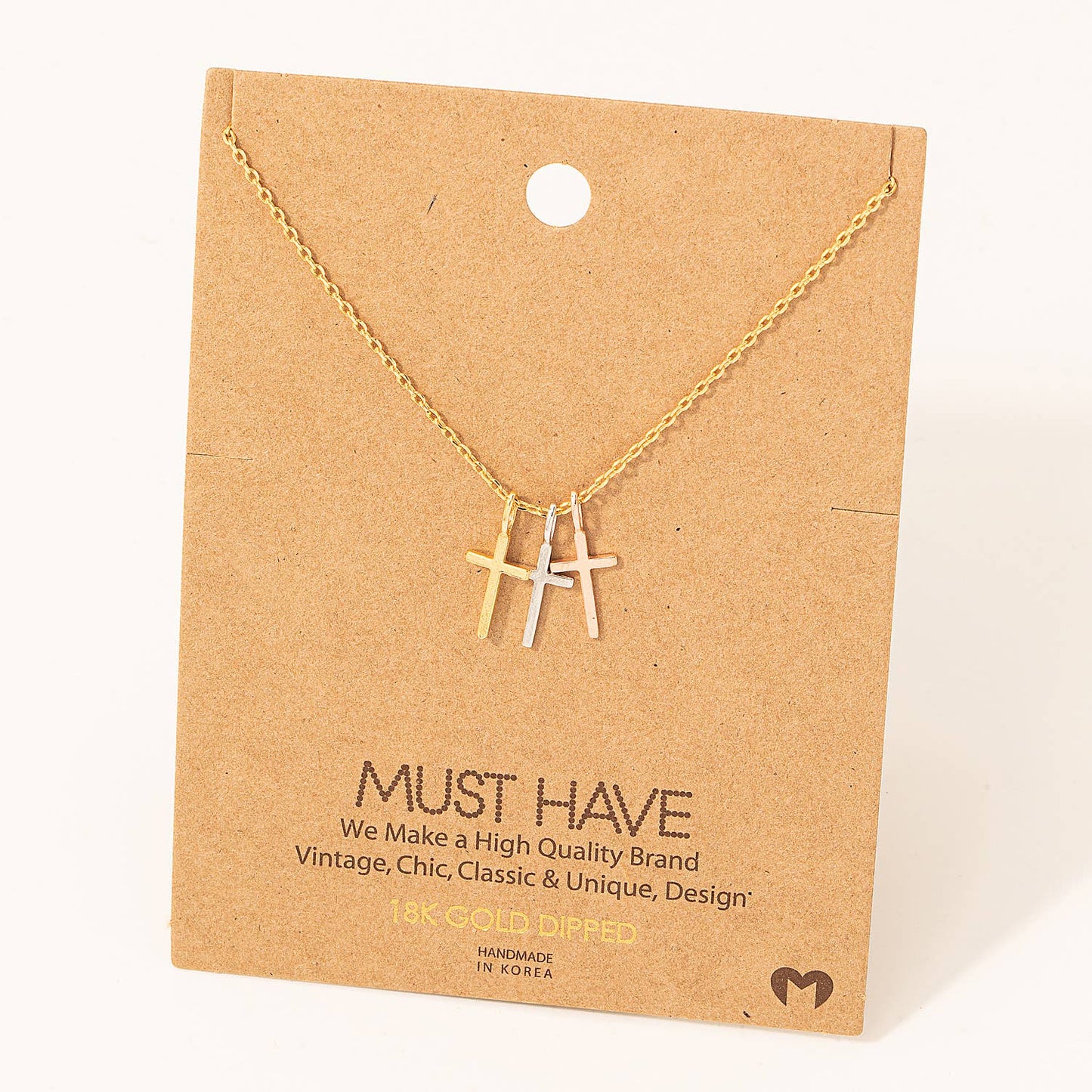 Fame Accessories - Triple Cross Pendant Necklace