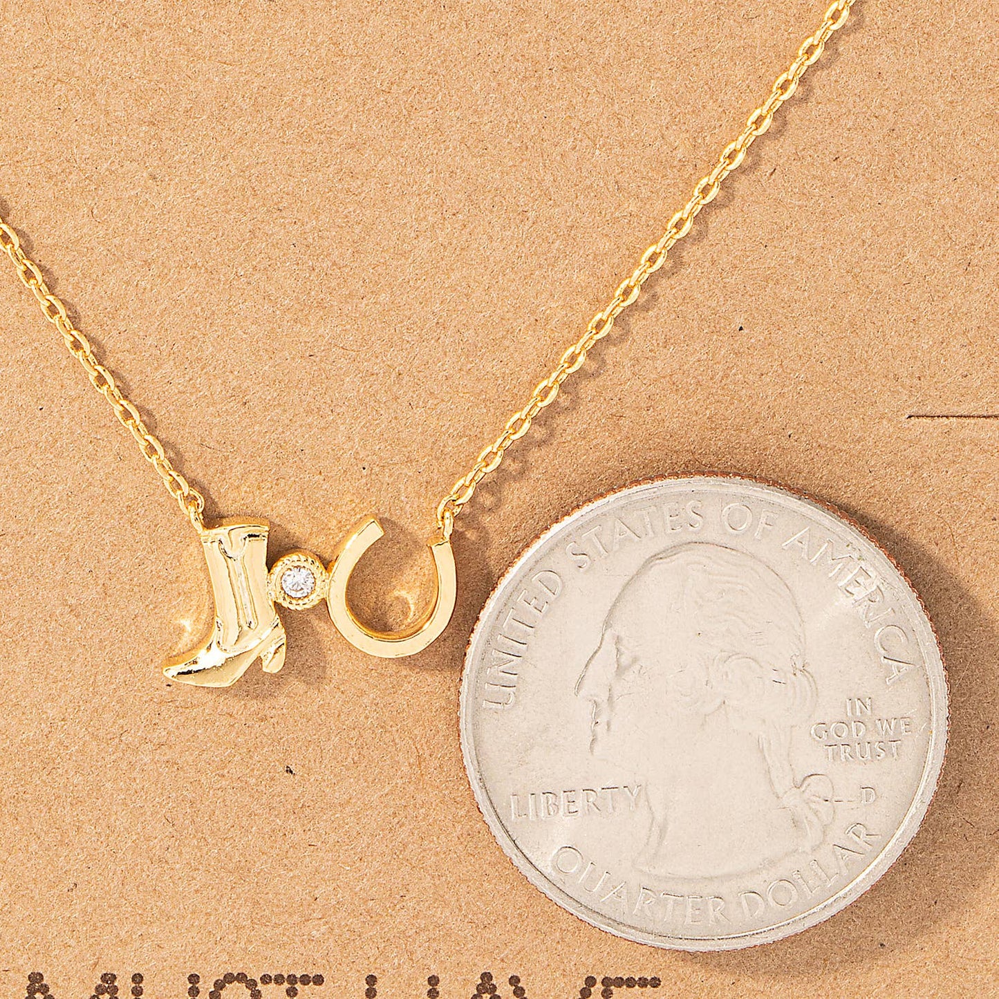 Fame Accessories - Western Cowboy Boots Horse Shoe Charm Necklace