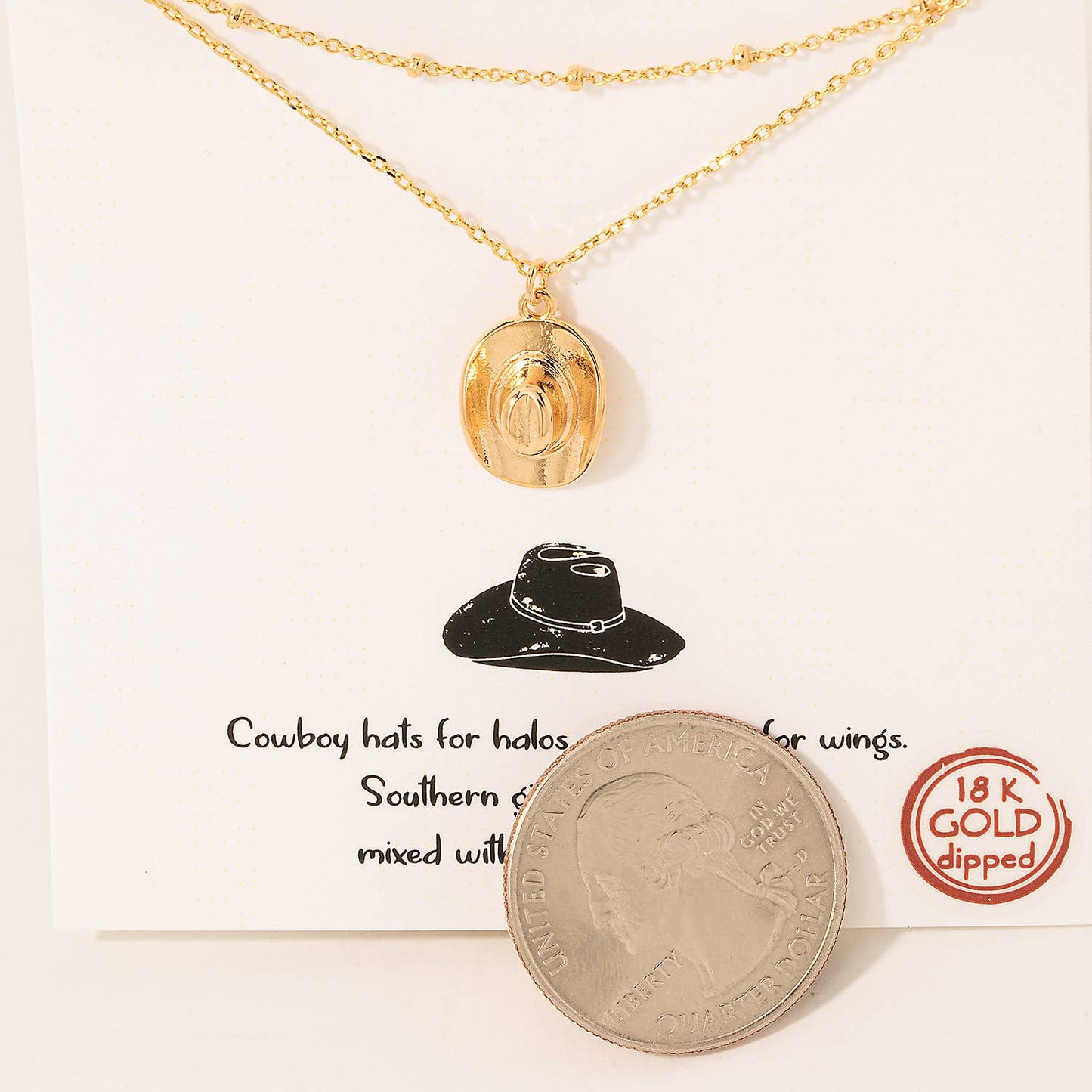 Fame Accessories - Gold Dipped Cowboy Hat Pendant Layered Necklace