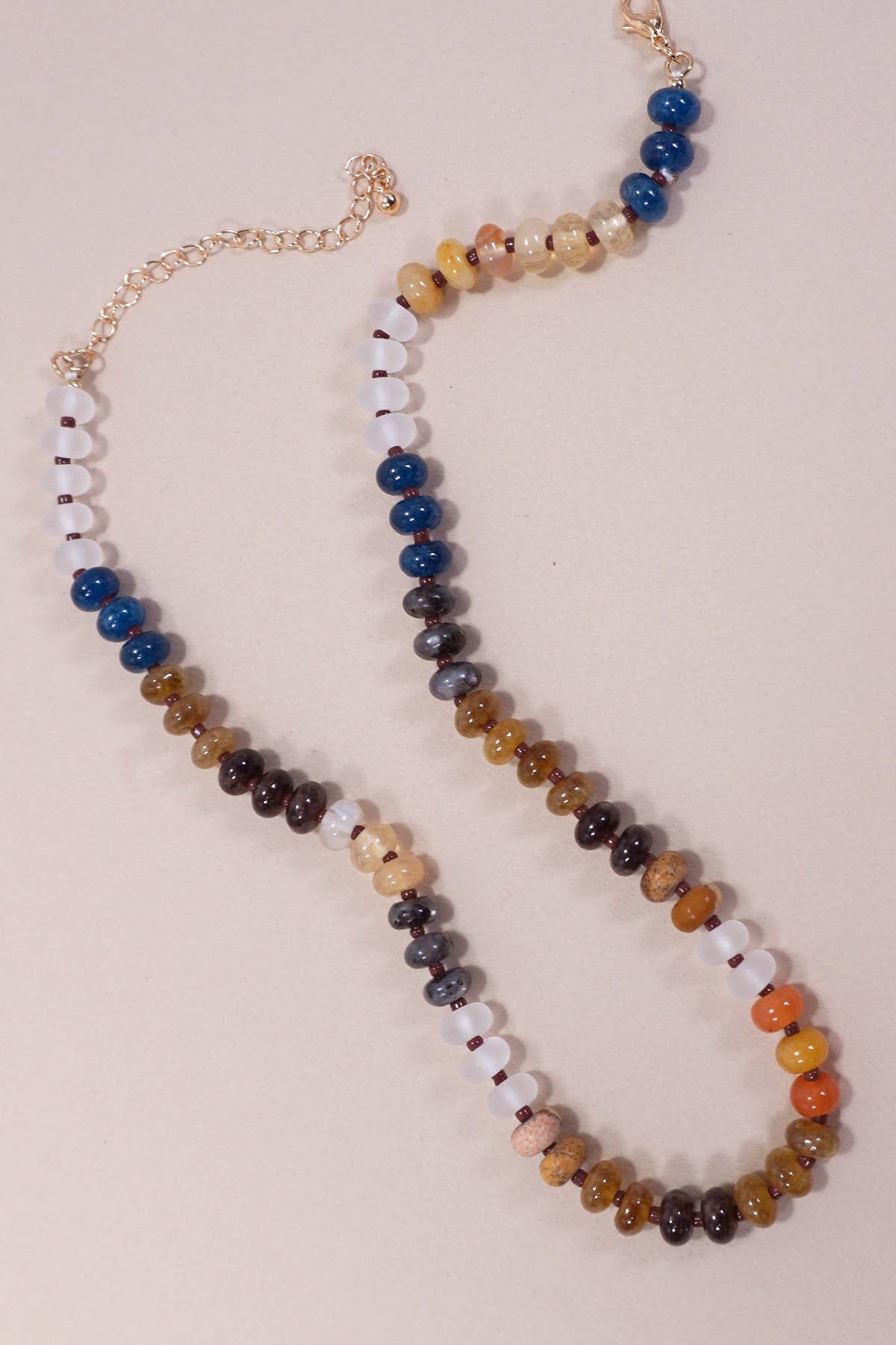 JOSSLYN by Wall to Wall - NATURAL AGATE GLASS SEMI PRECIOUS BEAD NECKLACE | 80N896
