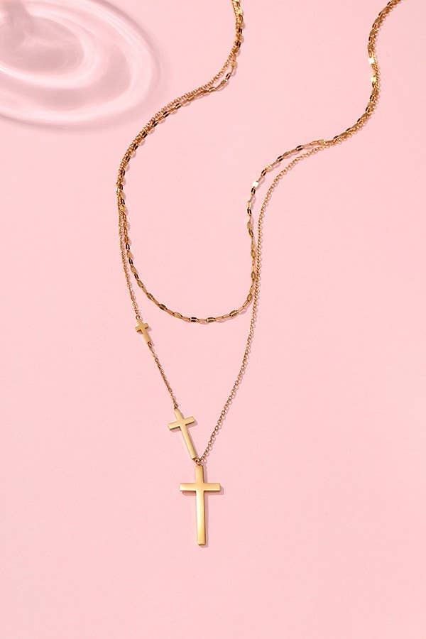 JOSSLYN by wall to wall - 18K STAINLESS STEEL TARNISH FREE CROSS NECKLACE | 40NK361