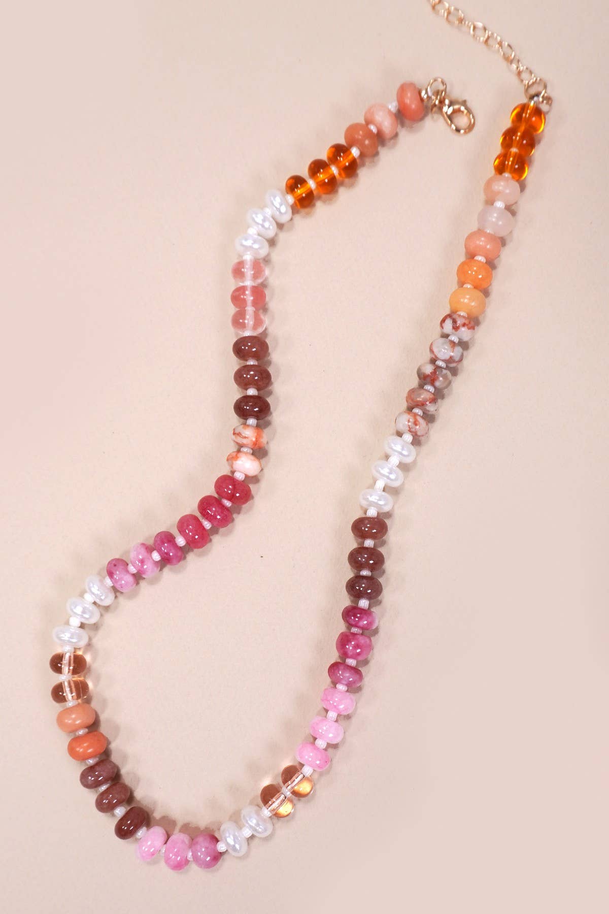 JOSSLYN by Wall to Wall - NATURAL AGATE GLASS SEMI PRECIOUS BEAD NECKLACE | 80N896