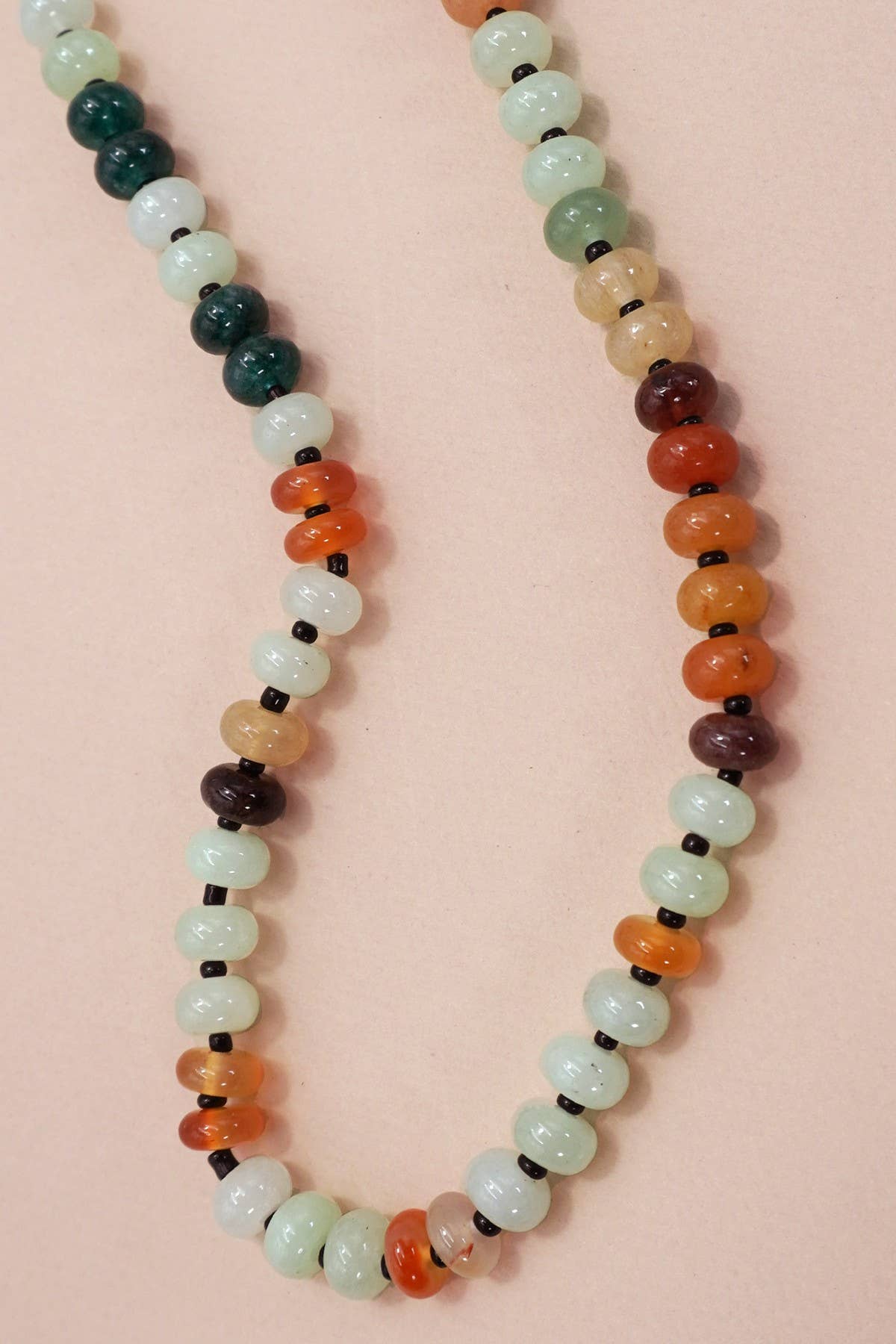 JOSSLYN by Wall to Wall - NATURAL AGATE GLASS SEMI PRECIOUS BEAD NECKLACE | 80N896
