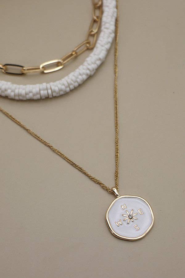 JOSSLYN by wall to wall - TRIPLE LAYER COMPASS HEISI BEAD NECKLACE | 31N22416