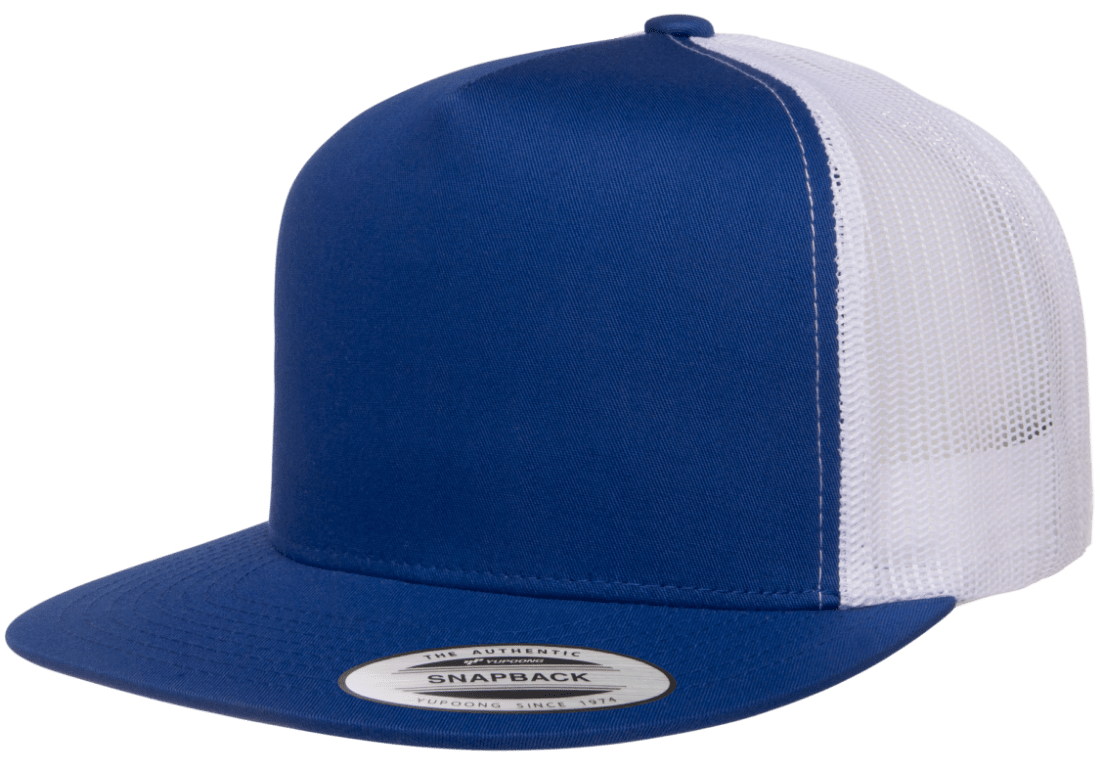 The Park Wholesale - Yupoong 6006T Classic Trucker Snapback Hat, Flat Bill Cap with Mesh Back, 2-Tone Colors - YP Classics®