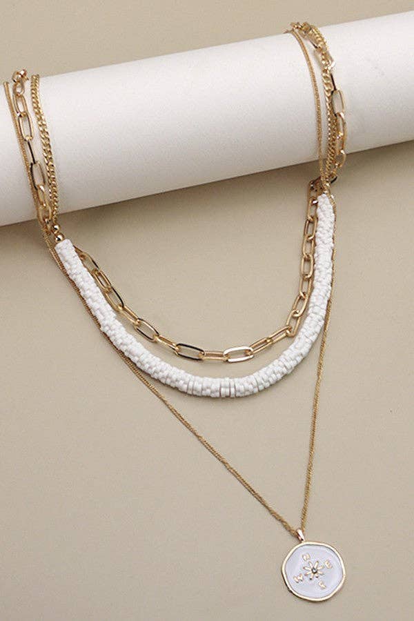 JOSSLYN by wall to wall - TRIPLE LAYER COMPASS HEISI BEAD NECKLACE | 31N22416