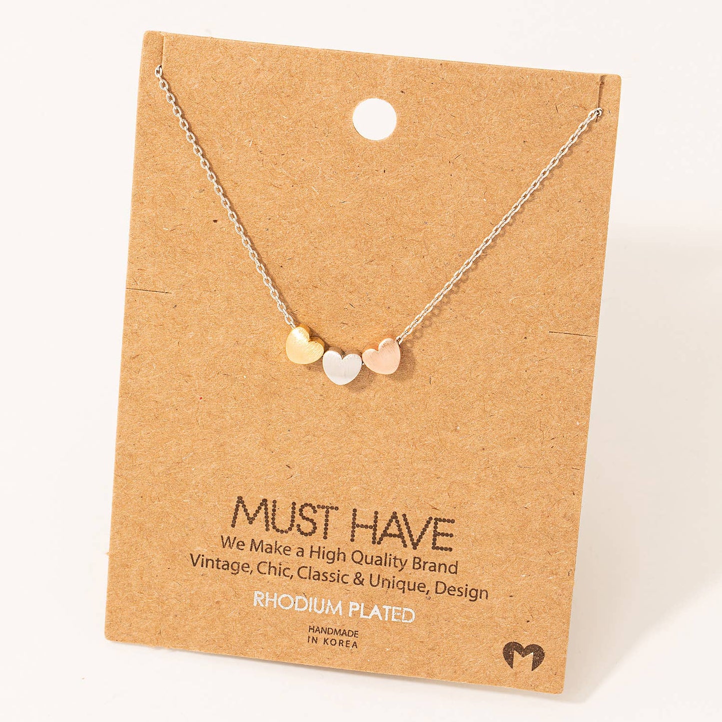 Fame Accessories - Dainty Three Heart Pendant Necklace