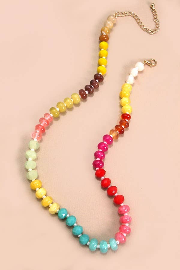 JOSSLYN by Wall to Wall - NATURAL AGATE GLASS SEMI PRECIOUS BEAD NECKLACE | 80N896