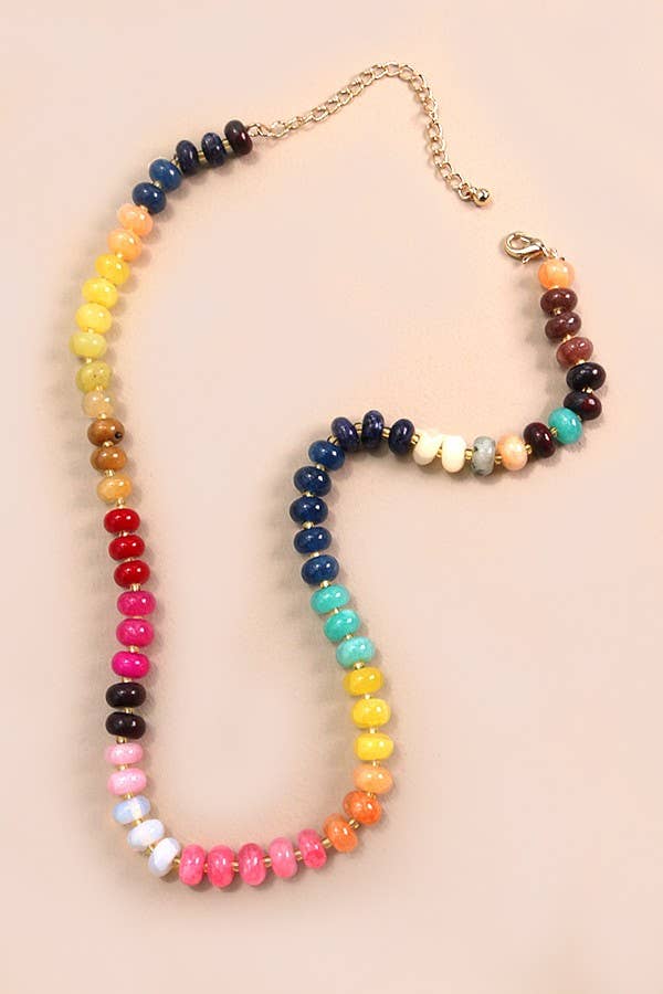 JOSSLYN by Wall to Wall - NATURAL AGATE GLASS SEMI PRECIOUS BEAD NECKLACE | 80N896