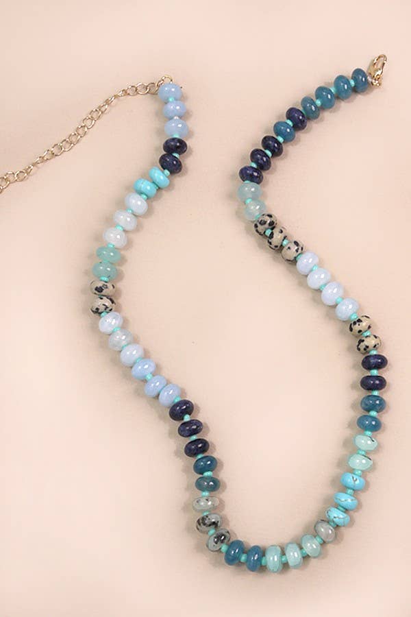 JOSSLYN by Wall to Wall - NATURAL AGATE GLASS SEMI PRECIOUS BEAD NECKLACE | 80N896