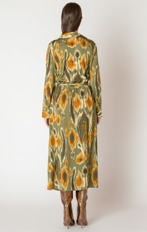 Abstract Floral Shirt Dress
