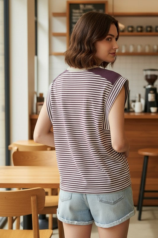 Color Blocked Plum Top