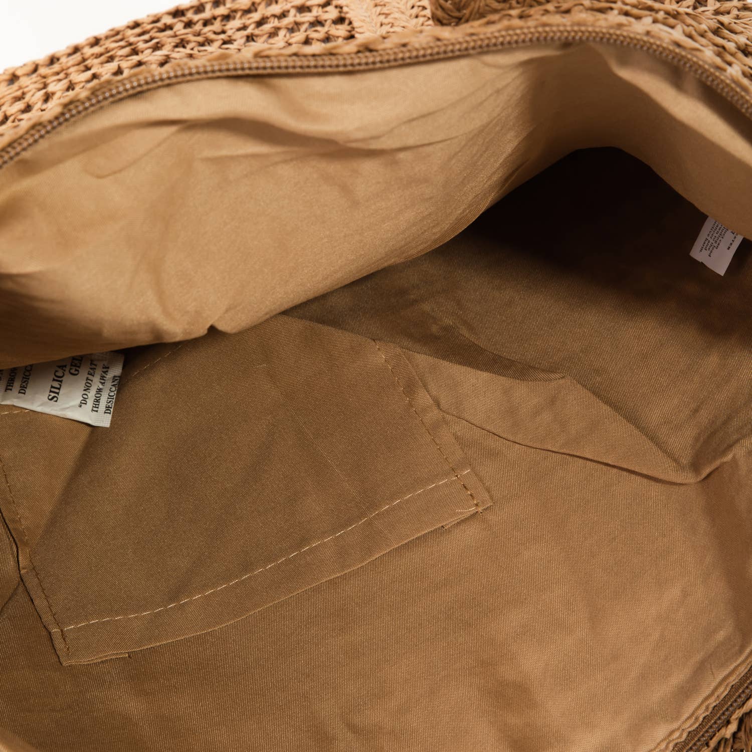 Collections by Fame Accessories - Straw Knit Zipper Tote Bag