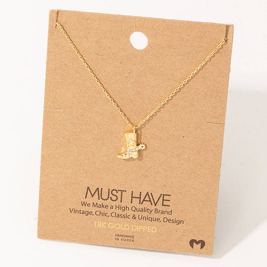 Fame Accessories - Cowboy Boots Pendant Necklace