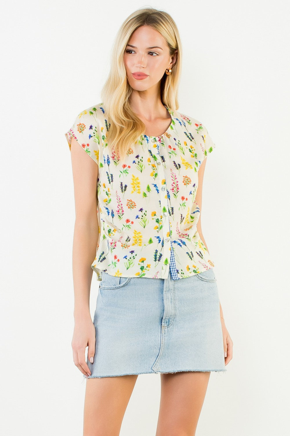 Floral Pattern Button Down Top