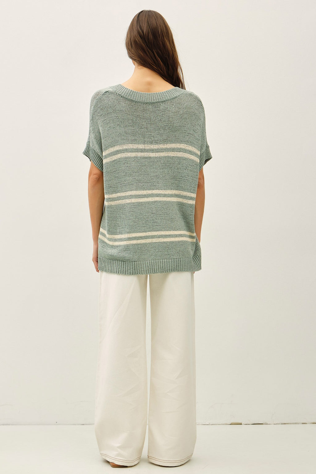 Striped V-neck Sweater