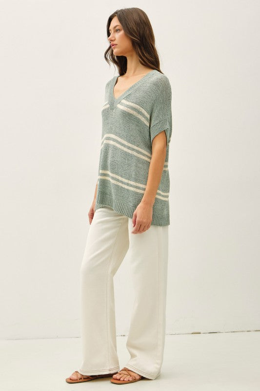 Striped V-neck Sweater