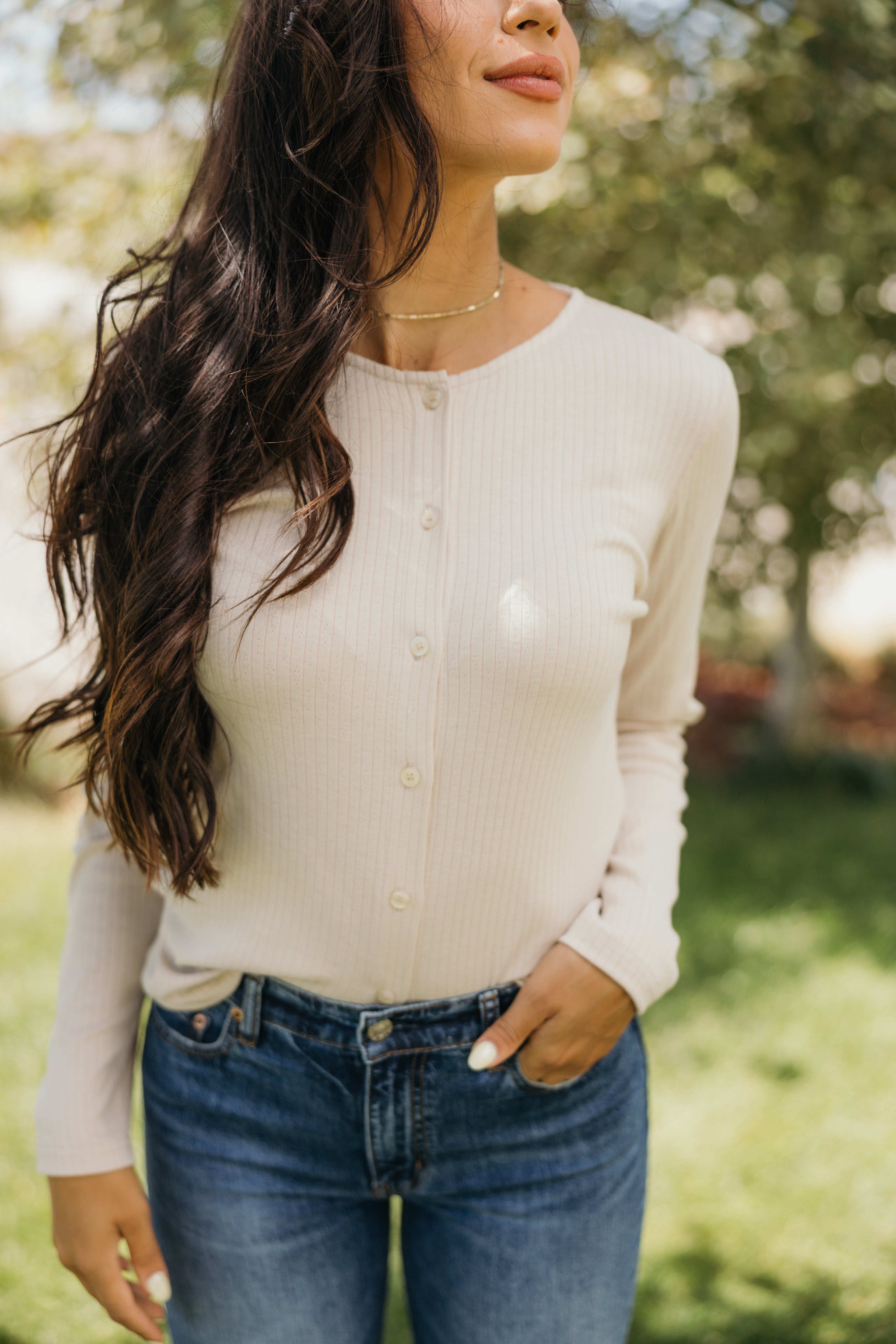 Pointelle Button Cardigan