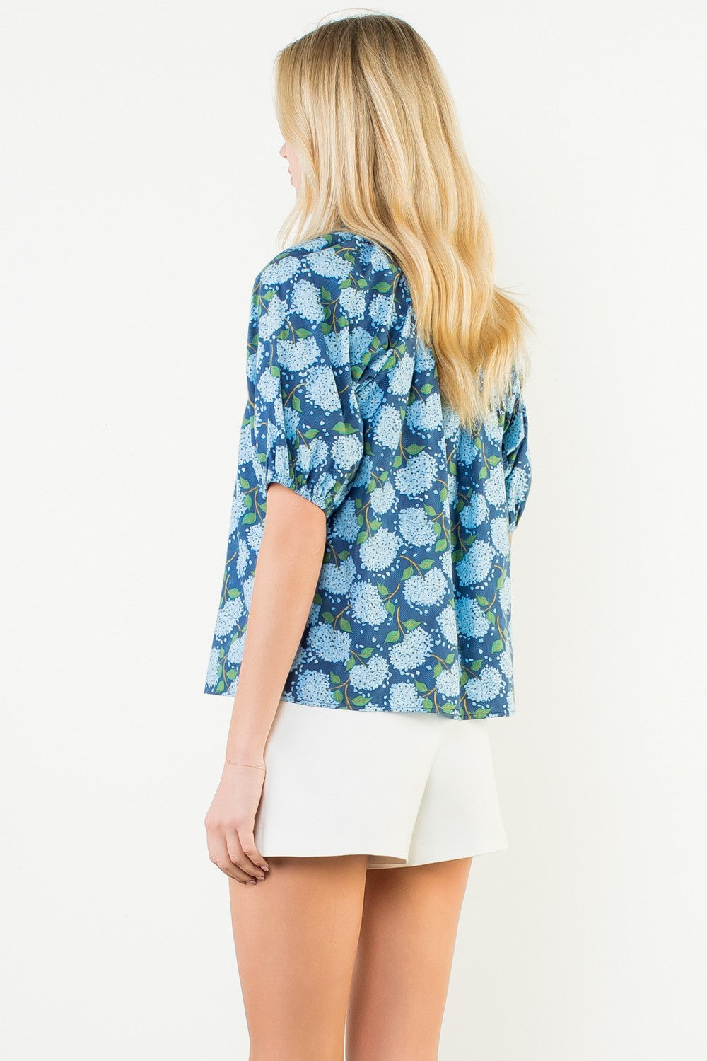 Puff Sleeve Flower Print Top