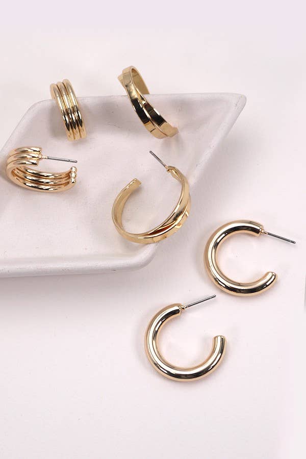 JOSSLYN by wall to wall - MULTI CLASSIC HOOP TRIO EARRINGS | 31E03865
