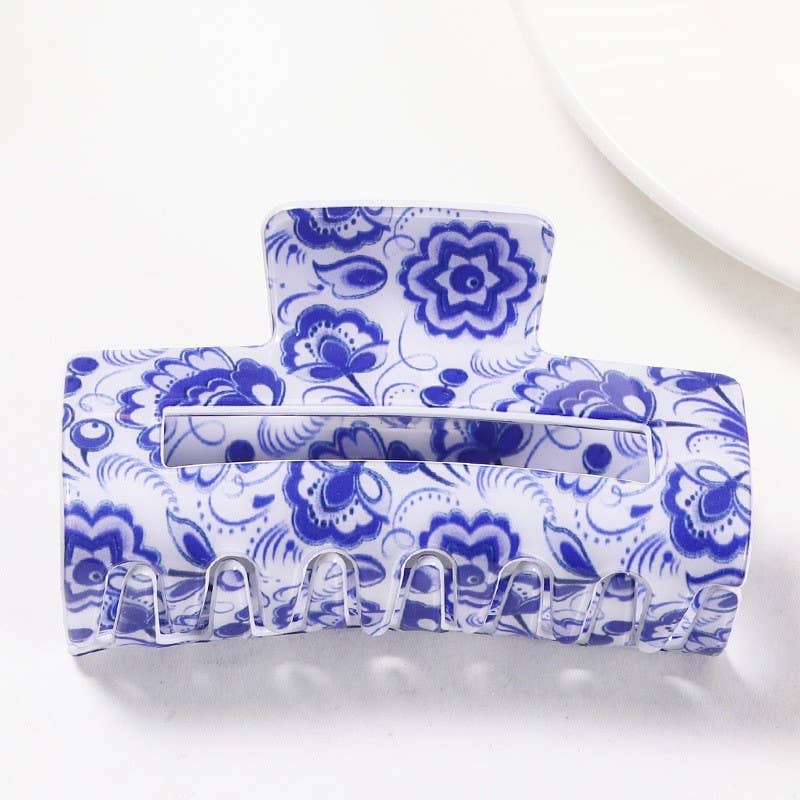 JOSSLYN by wall to wall - VINTAGE PORCELAIN STYLE RECTANGLE HAIR CLAW CLIPS | 40H952