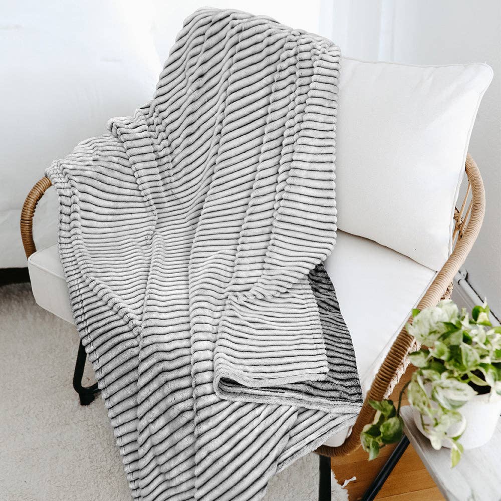 Pavilia - Ribbed Textured Fleece Throw Blanket