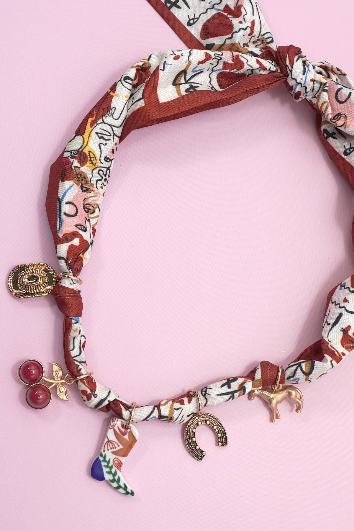 JOSSLYN by wall to wall - SCARF CHARM NECKLACE-BOOT CHERRY HORSESHOE HAT | 80N92393