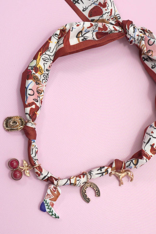 JOSSLYN by wall to wall - SCARF CHARM NECKLACE-BOOT CHERRY HORSESHOE HAT | 80N92393
