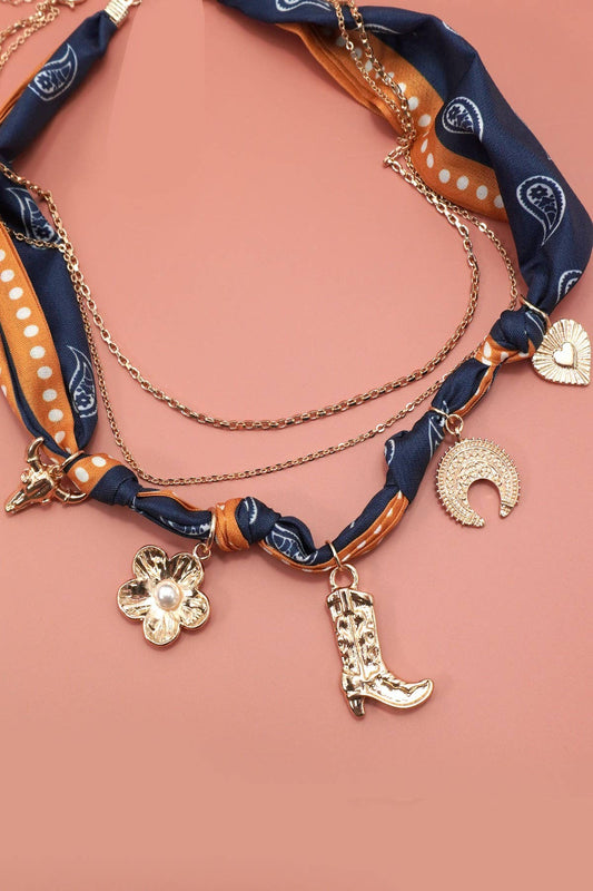 JOSSLYN by wall to wall - SCARF CHARM NECKLACE-BOOT FLOWER HEART BULL | 80N92394