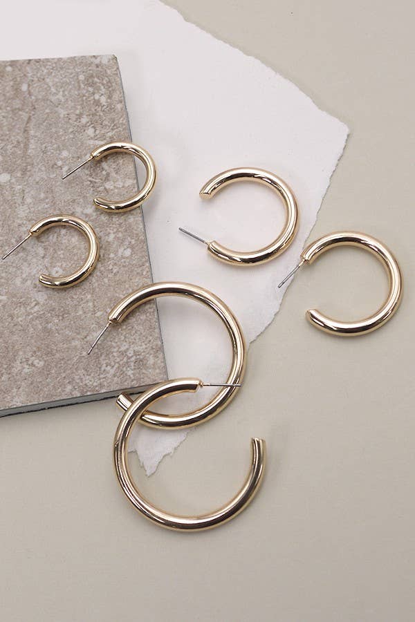 JOSSLYN by wall to wall - PUFFY TRIO HOOP EARRING SET |  31E03798