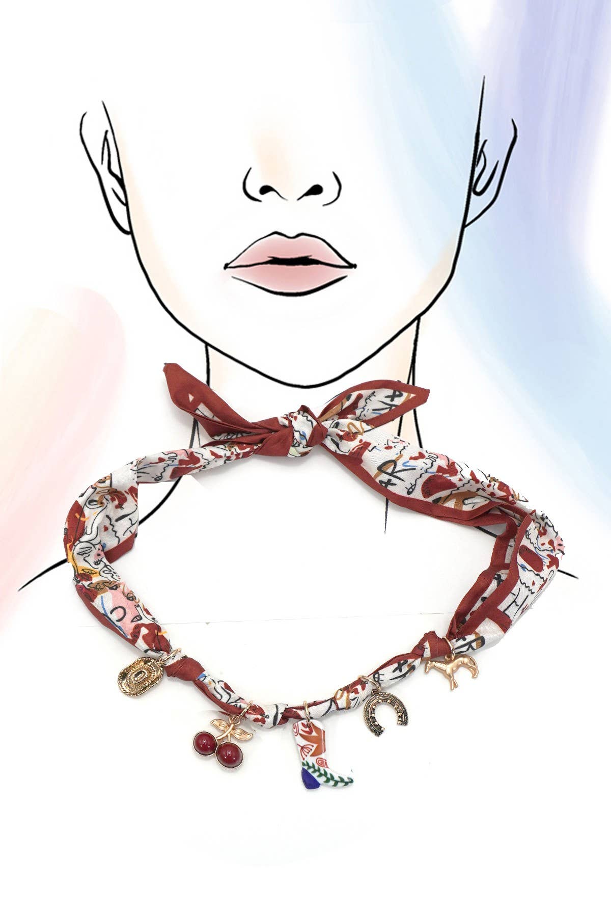 JOSSLYN by wall to wall - SCARF CHARM NECKLACE-BOOT CHERRY HORSESHOE HAT | 80N92393