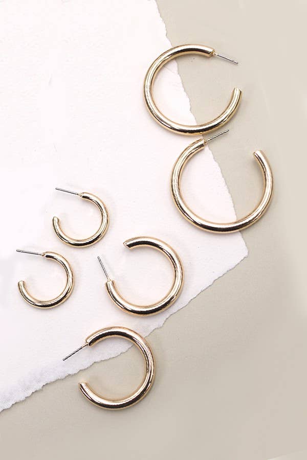 JOSSLYN by wall to wall - PUFFY TRIO HOOP EARRING SET |  31E03798