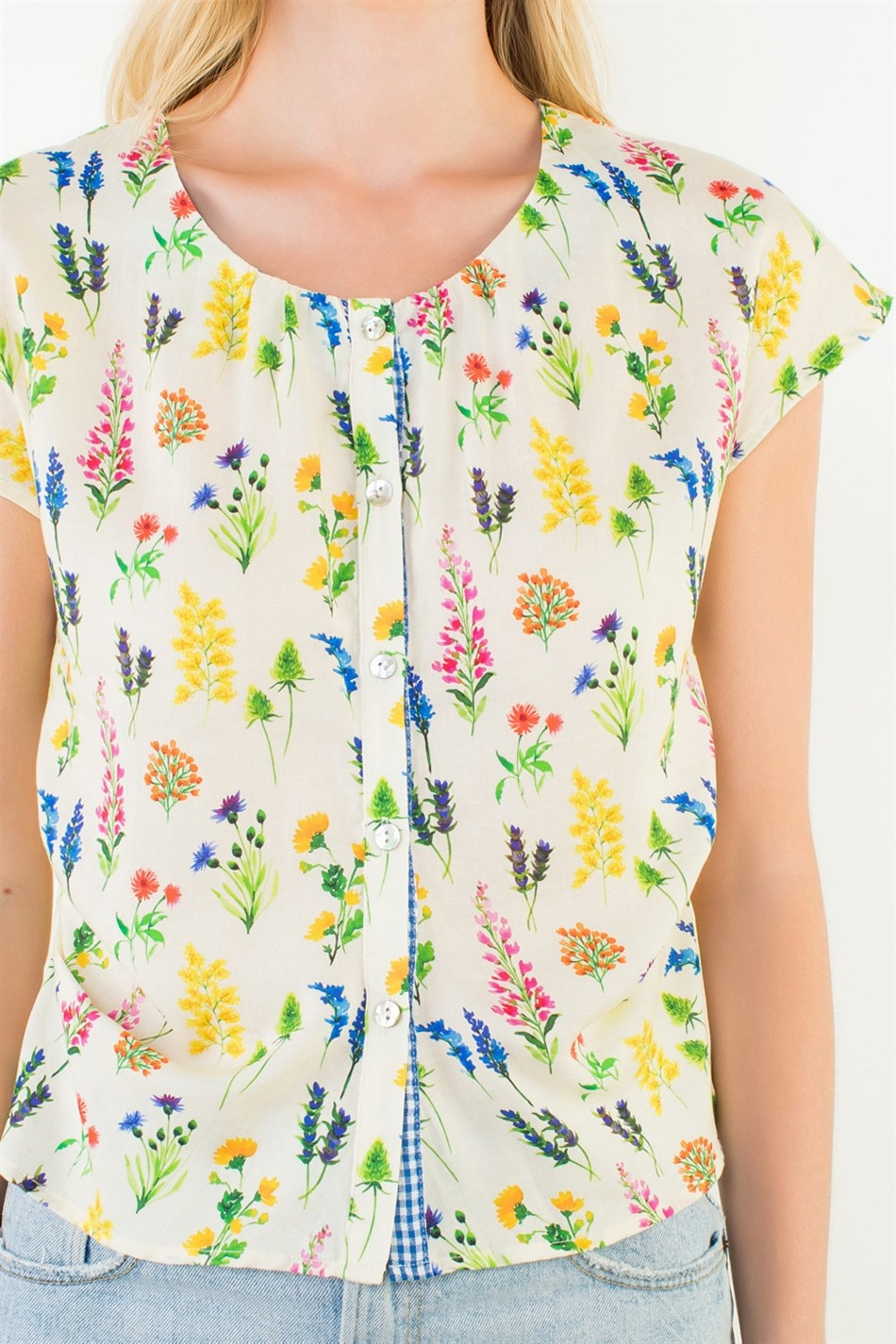 Floral Pattern Button Down Top