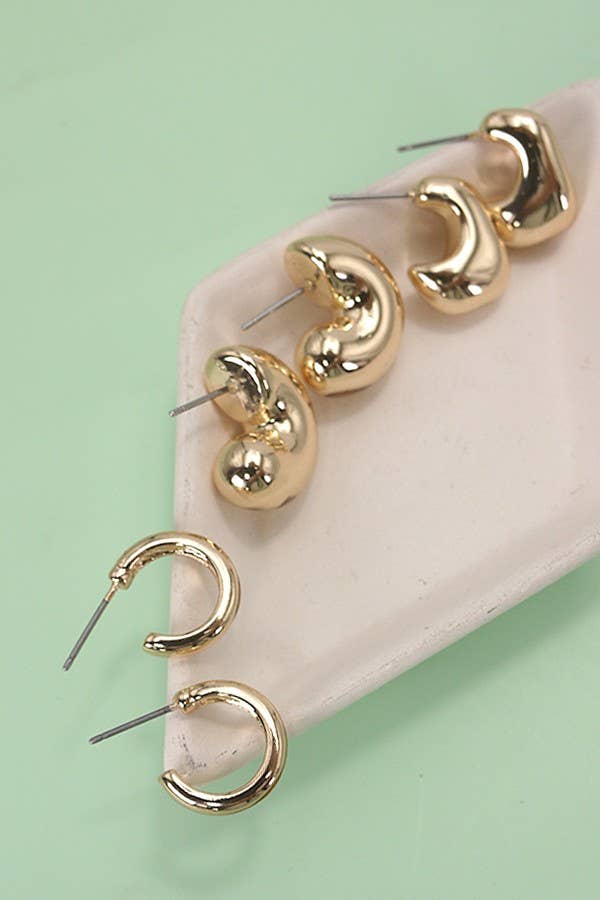 JOSSLYN by wall to wall - BUBBLE HOOP HUGGIE TRIO EARRINGS | 80E5359